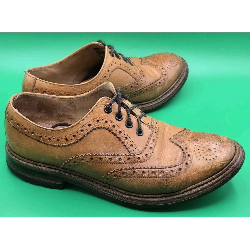LOAKE 1880 Edward Pennine Tan Brown Leather Oxford Brogue Shoes Size UK 7 G US 8